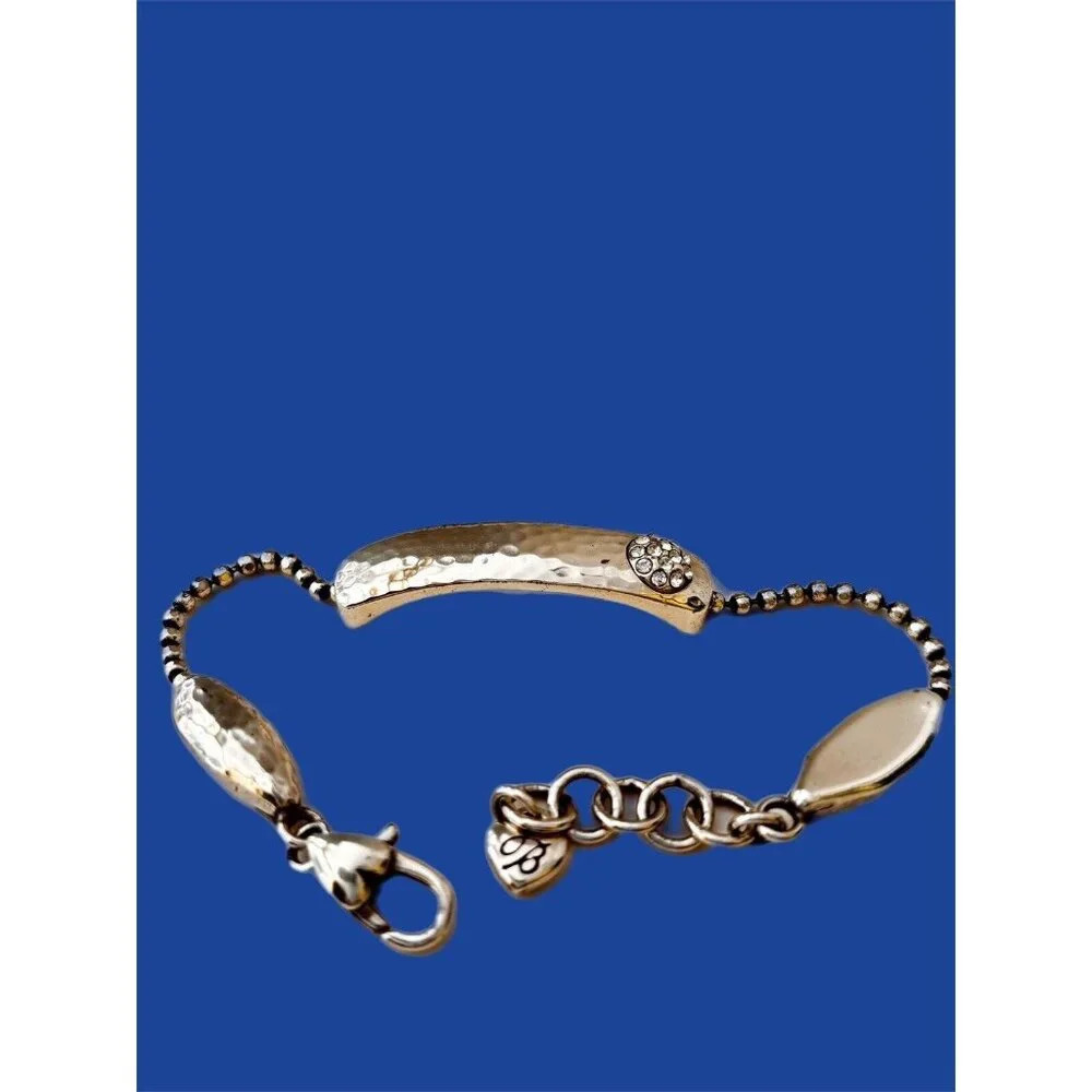 Brighton Bilbao Bar Link Silver Crystal Plaque Pretty Bracelet
